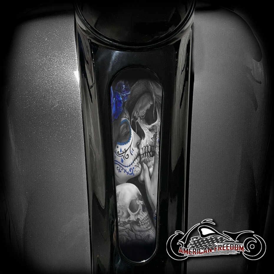 Harley 8 Inch Dash Insert - Death Kiss Blue